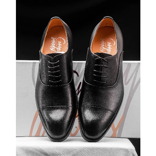 Men's Italian Calf Leather Oxford Shoe - Black