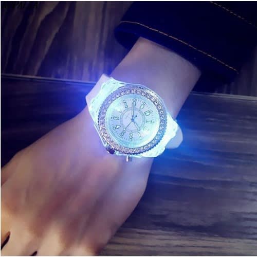 Led Backlight Waterproof Quartz Wrist Watch - White