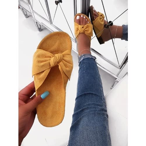 Womens Butterfly Knot Bow Brown Birkenstock Slippers