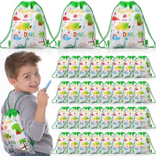 Dinosaur Drawstring Party Bag - 12 Pcs
