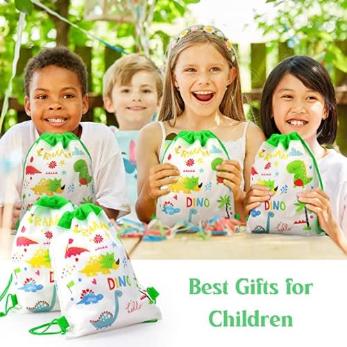 Dinosaur Drawstring Party Bag - 12 Pcs
