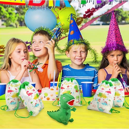 Dinosaur Drawstring Party Bag - 12 Pcs
