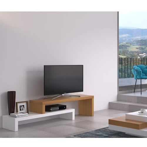 Extendable Wooden Tv Stand - Brown & White - 3ft by 1.2ft