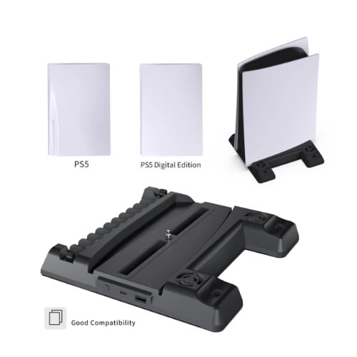 Multi-function Stand For Ps5 Console Cooling Fan + Charging Base