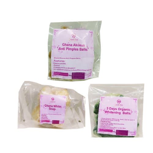 3 Days Orgainc Whitening Ball, Ghana Akosua, Ghana White Soap - 100g  Each