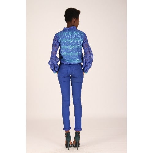 Lace Bomber Jacket - Blue