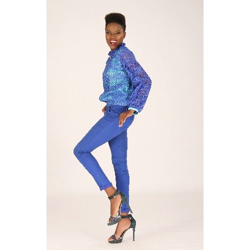 Lace Bomber Jacket - Blue