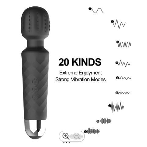 Multispeed Rechargeable Waterproof Wand Dildo Vibrator - 320mAh Inbuilt Battery