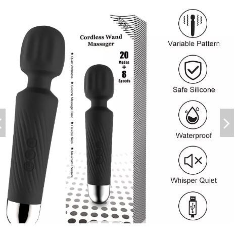 Multispeed Rechargeable Waterproof Wand Dildo Vibrator - 320mAh Inbuilt Battery