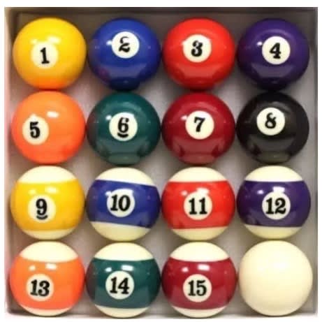 Snooker Balls - 16 billiard balls - Multicolor