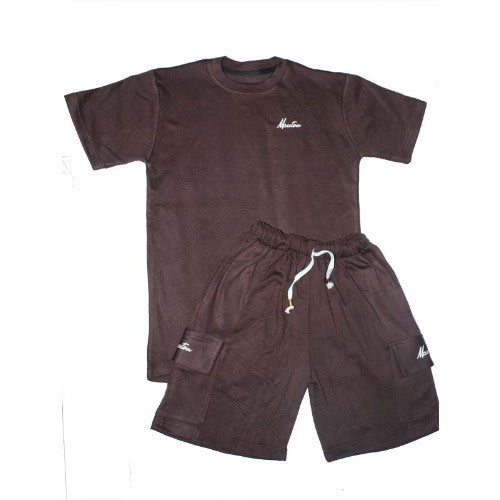 MAUTON - Lux Choco Tshirt And Cargo Short Set - 2-in-1 - Dark Brown