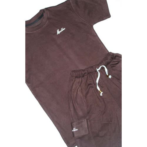 MAUTON - Lux Choco Tshirt And Cargo Short Set - 2-in-1 - Dark Brown