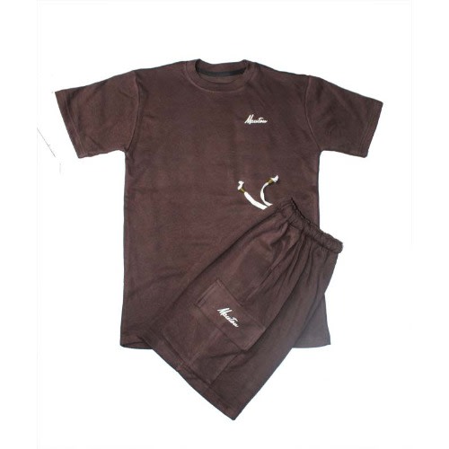 MAUTON - Lux Choco Tshirt And Cargo Short Set - 2-in-1 - Dark Brown