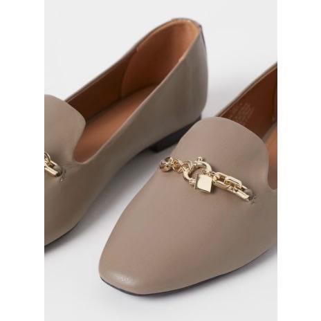 Taupe Buckle Loafers