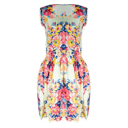 Set of 2 Flowery Print Sleeveless Midi Dress - Multi-Color