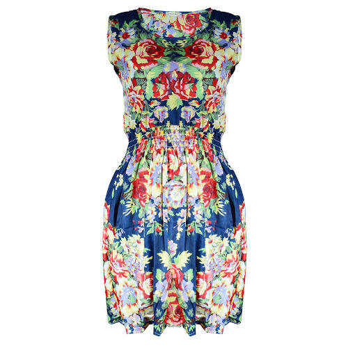 Set of 2 Flowery Print Sleeveless Midi Dress - Multi-Color