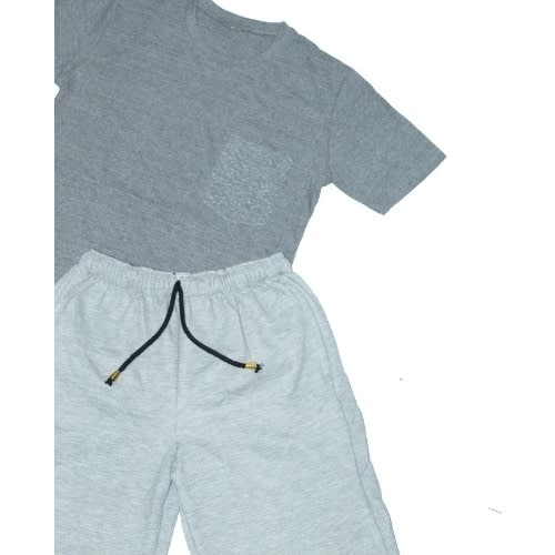 Men's 2-in-1 Pocket T-shirt And Plain Short - Grey