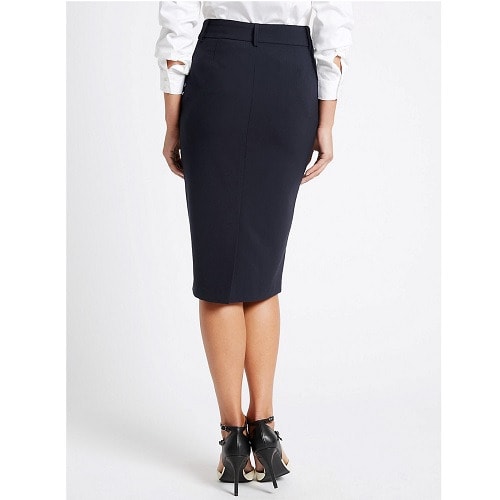 Tailored Fit Two Way Pencil Skirt - Navy Blue