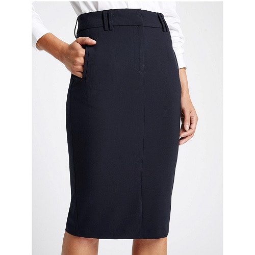 Tailored Fit Two Way Pencil Skirt - Navy Blue