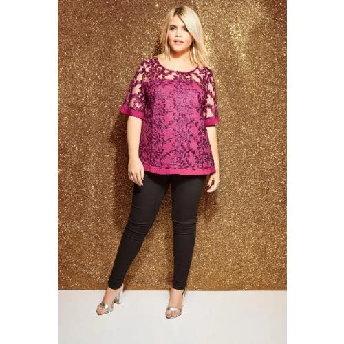 Magenta Pink Lace Top