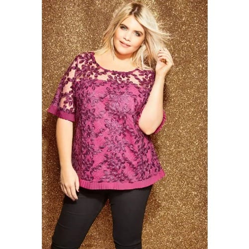Magenta Pink Lace Top