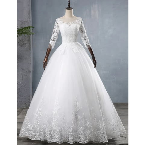 Three Quarter Sleeve Wedding Dress