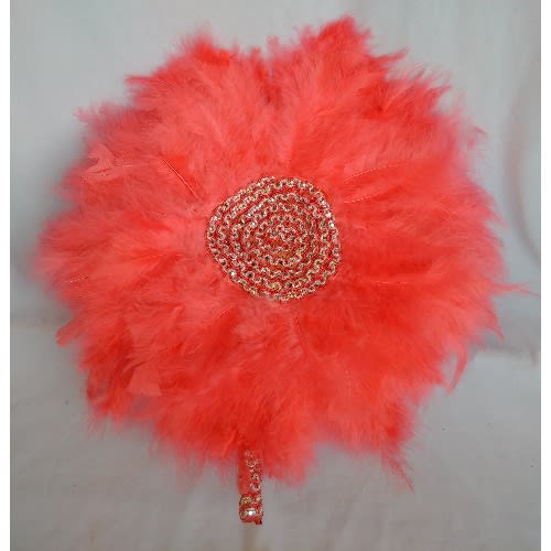 Alexie's - Feathers Bridal Hand Fan - Coral