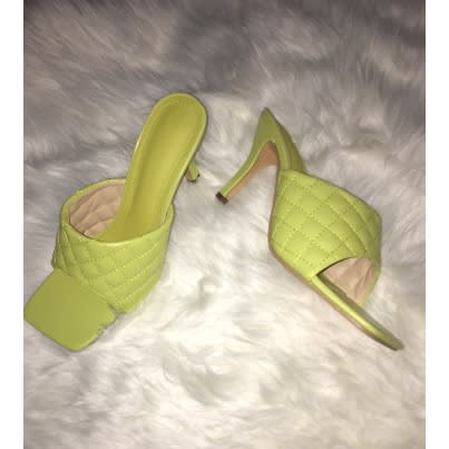 Quilted Mid Heel Mule