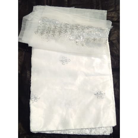 Embroidered & Bedazzled Indian Lace George with Blouse - 7 Yards