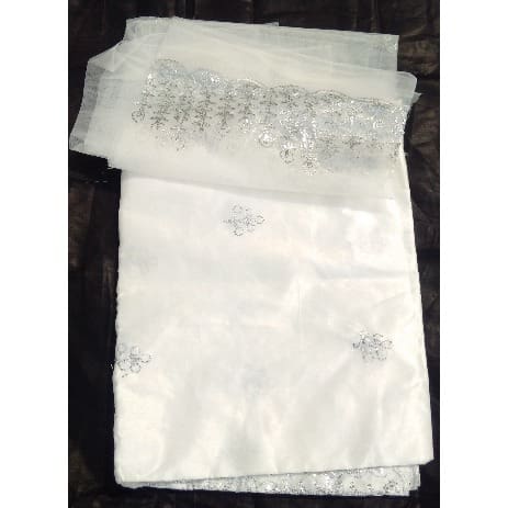 Embroidered & Bedazzled Indian Lace George with Blouse - 7 Yards