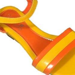 Ladies Low Wedge Sandal - Orange & Yellow