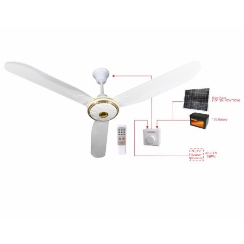 Qcf 56 Inches AC/DC Ceiling Fan With Remote - Non Rechargeable