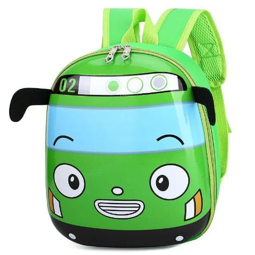 3d Cartoon Bus Hard Shell Kids Kindergarten School Bag Backpack -small-12inches Green
