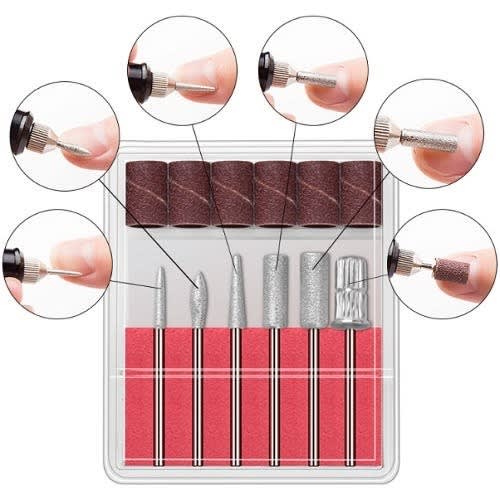 Cuticle Remover Electric Nail Drill Bit Manicure Polishing Tool - 6pc Set