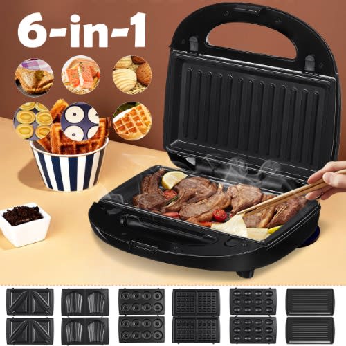 6 In 1 Multifunctional Sandwich Maker + Grill + Waffle Maker Donut - 750w