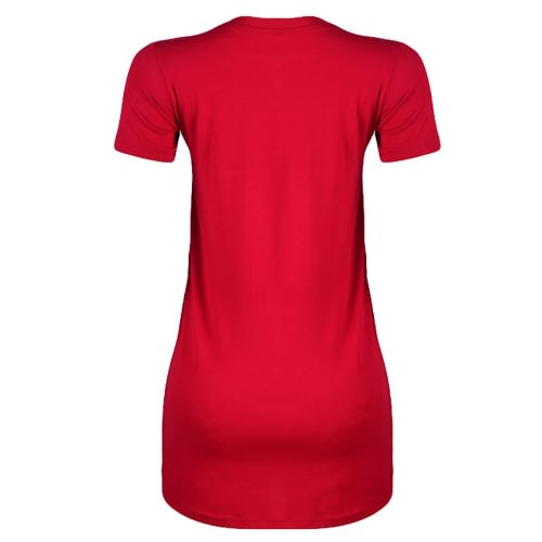 Round Neck Print Shirt Dress- Red