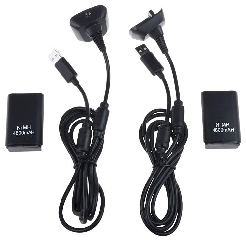 Hispd 2x Charger Usb Cable For Xbox360 Battery Pack Rechargeable Wireless Controller