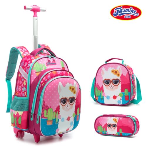 Cute Llama  Trolley School Bag - 3 In 1 Big Set