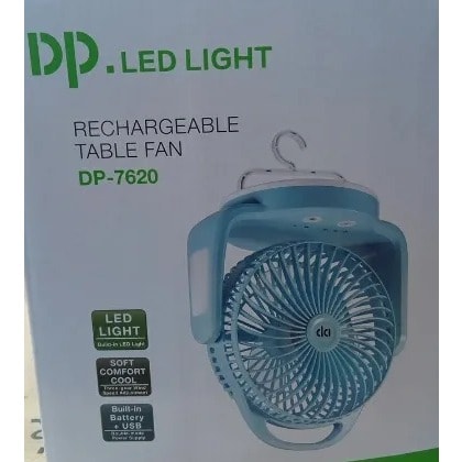 Dp Led Light Rechargeable Table Fan - Dp 7620