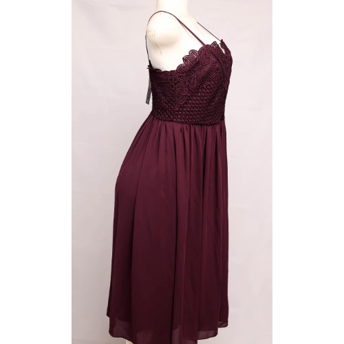 Lace Bodice Dress- Burgundy