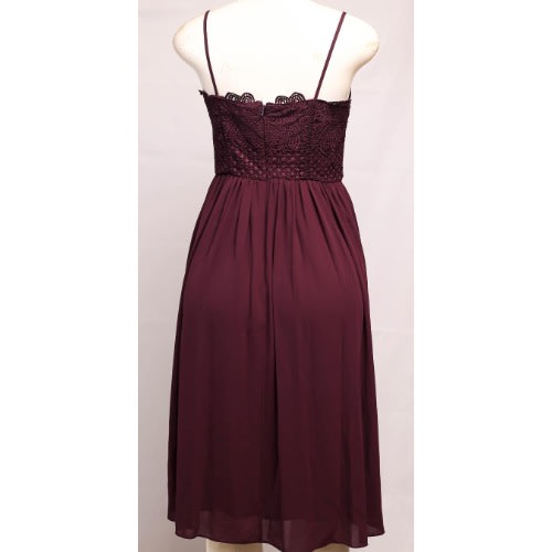 Lace Bodice Dress- Burgundy