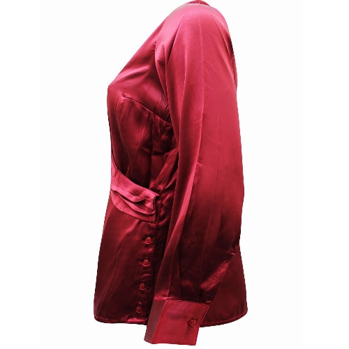 Wine Satin Wrap Top - Plus Size