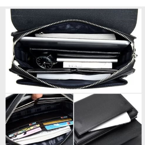 Men's Clutch Leather Purse - Black