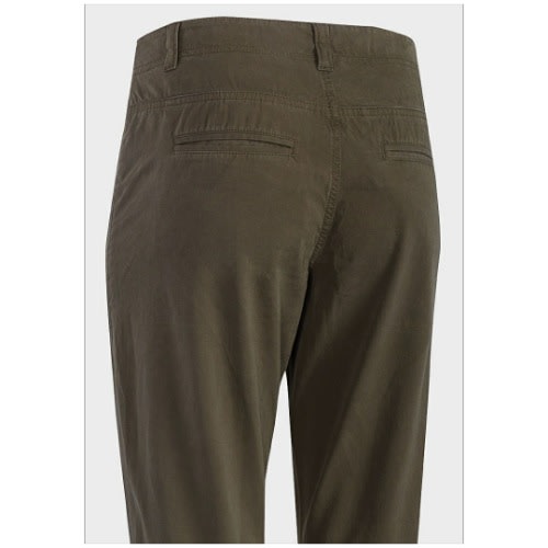 Ladies Turn Up Cuff Chino Trouser - Hunger  Green