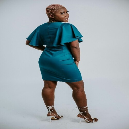 Spunky Teal Swing Sleeve Shift  Dress