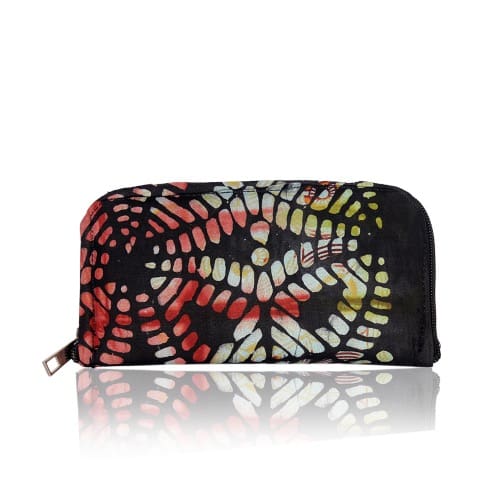 Women's Print Adire Two Fold  Long Zipper Wallet