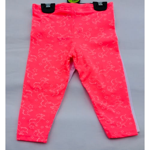 Girls Pony Pink And White Crop Length Leggings
