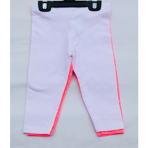 Girls Pony Pink And White Crop Length Leggings