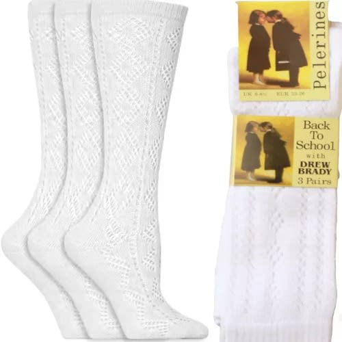 Back To School Long Socks - 3 Pairs - White