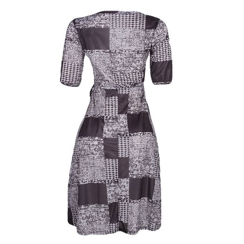 Tartan Print Dress- Grey